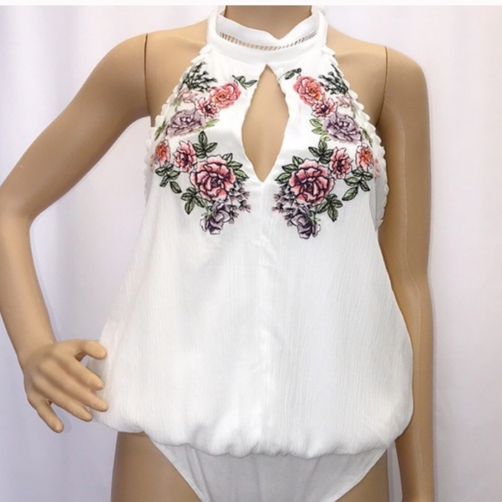 white embroidered top